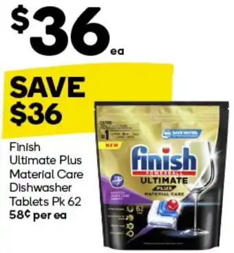 Woolworths Finish Ultimate Plus Material Care Dishwasher Tablets Pk 62 offer