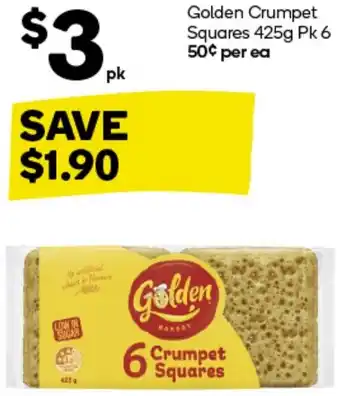 Woolworths Golden Crumpet Squares 425g Pk 6 offer