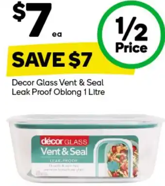 Woolworths Decor Glass Vent & Seal Leak Proof Oblong 1 Litre offer