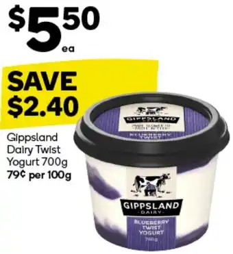 Woolworths Gippsland Dairy Twist Yogurt 700g offer