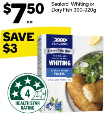 Woolworths Sealord Whiting or Dory Fish 300-320g offer