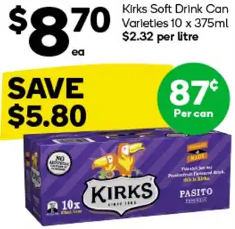 Woolworths Kirks Soft Drink Can Varieties 10 x 375ml offer