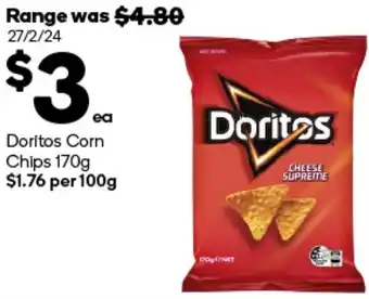 Woolworths Doritos Corn Chips 170g offer