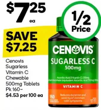 Woolworths Cenovis Sugarless Vitamin C Chewable 500mg Tablets Pk 160 offer