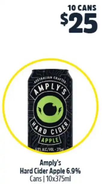 Woolworths Amply's Hard Cider Apple 6.9% Cans  10x375ml offer