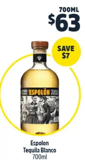 Woolworths Espolon Tequila Blanco 700ml offer