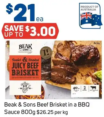 Foodland Beak & Sons Beef Brisket in a BBQ Sauce 800g offer