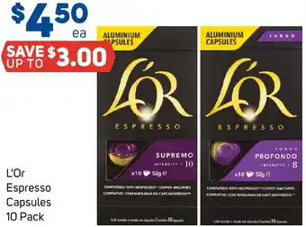 Foodland L'Or Espresso Capsules 10 Pack offer