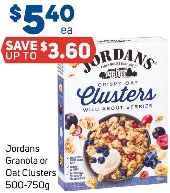 Foodland Jordans Granola or Oat Clusters 500-750g offer