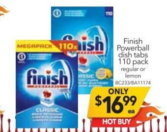 Cheap as Chips Finish Powerball Dish Tabs 110 pack Regular or Lemon offer