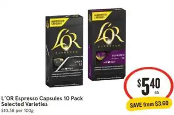 IGA L'OR Espresso Capsules 10 Pack offer