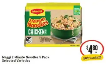 IGA Maggi 2 Minute Noodles 5 Pack offer