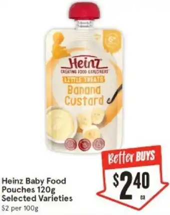 IGA Heinz Baby Food Pouches 120g offer