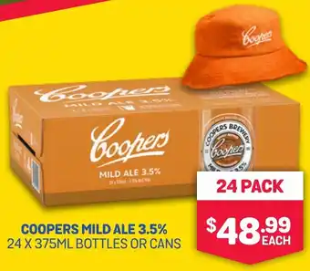 SipnSave COOPERS MILD ALE 3.5% 24 X 375ML BOTTLES OR CANS offer