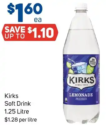 Foodland Kirks Soft Drink 1.25 Litre offer