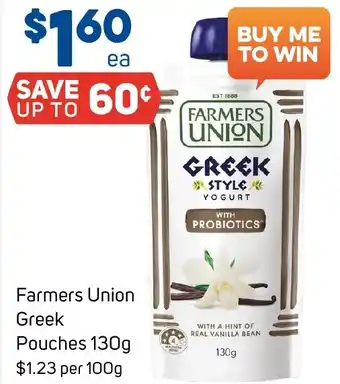 Foodland Farmers Union Greek Pouches 130g offer