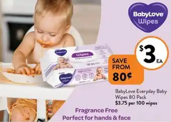 Foodworks BabyLove Everyday Baby Wipes 80 Pack offer