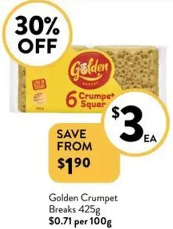 Foodworks Golden Crumpet Breaks 425g offer