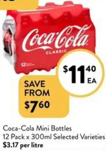 Foodworks Coca-Cola Mini Bottles 12 Pack x 300ml offer