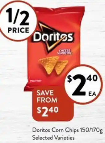 Foodworks Doritos Corn Chips 150/170g offer