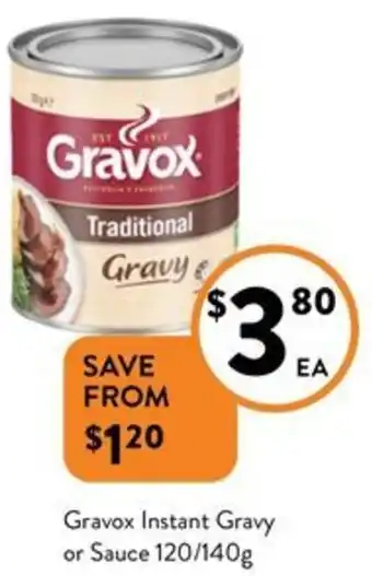 Foodworks Gravox Instant Gravy or Sauce 120/140g offer