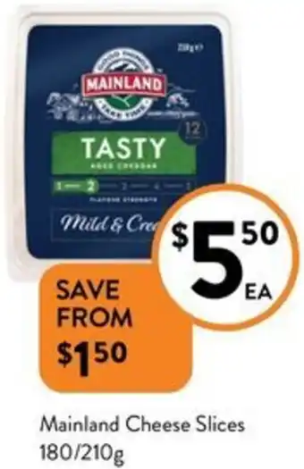 Foodworks Mainland Cheese Slices 180/210g offer