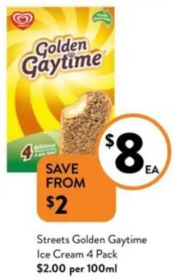 Foodworks Streets Golden Gaytime Ice Cream 4 Pack offer