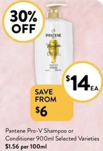 Foodworks Pantene Pro-V Shampoo or Conditioner 900ml offer