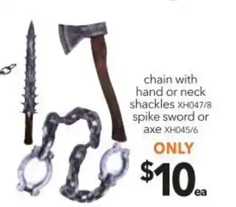 Chain With Hand or Neck Shackles , Spike Sword or Axe