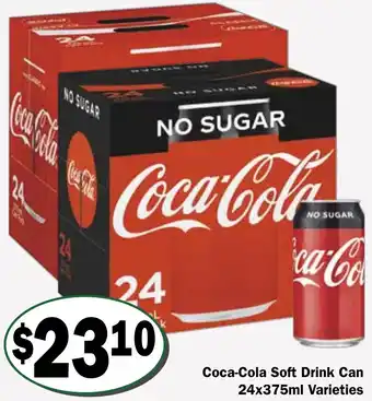 Friendly Grocer Coca-Cola Soft Drink Can 24x375ml Varieties offer