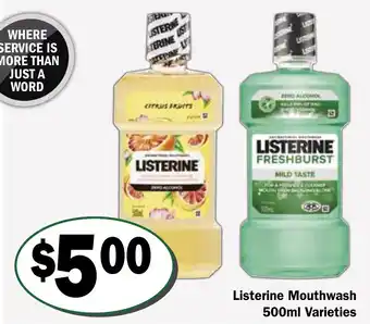 Friendly Grocer Listerine Mouthwash 500ml offer