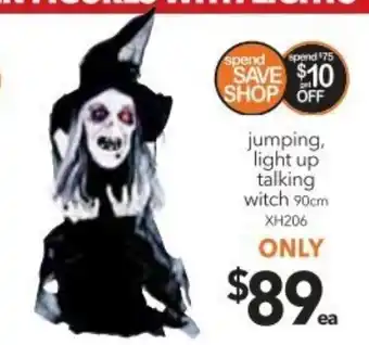 Cheap as Chips Jumping, Light Up Talking witch offer