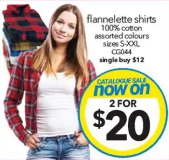 Cheap as Chips flannelette shirts 100% cotton assorted colours sizes S-XXL offer