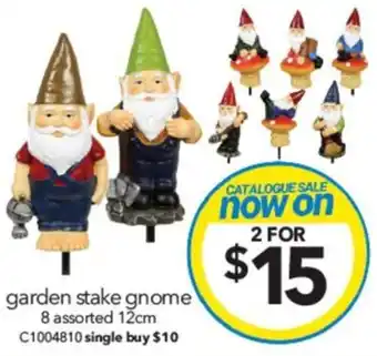 Cheap as Chips garden stake gnome 8 assorted 12cm offer