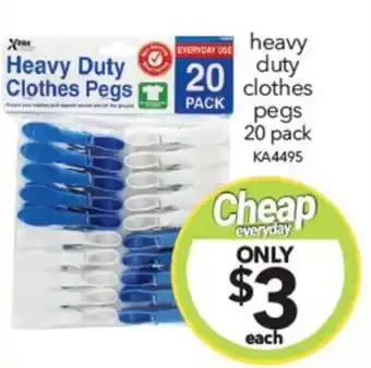 Cheap as Chips heavy duty clothes pegs 20 pack offer
