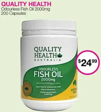 Priceline QUALITY HEALTH Odourless Fish Oil 2000mg 200 Capsules offer