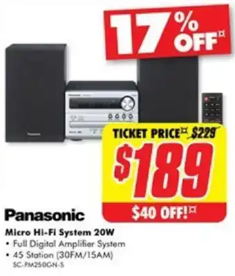 The Good Guys Panasonic Micro Hi-Fi System 20W offer