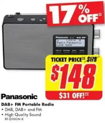 The Good Guys Panasonic DAB+ FM Portable Radio offer