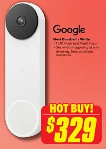 The Good Guys Google Nest Doorbell - White offer