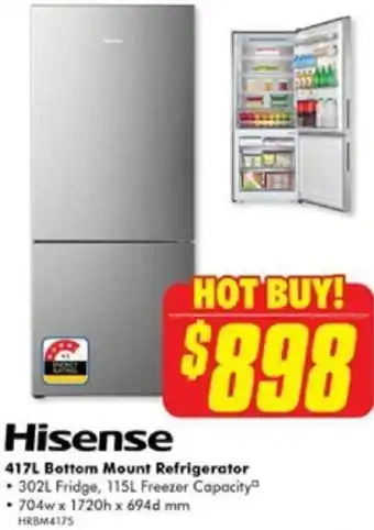 The Good Guys Hisense 417L Bottom Mount Refrigerator offer