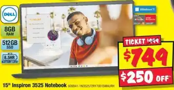 JB Hi-Fi 15" Inspiron 3525 Notebook offer