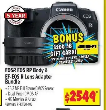 JB Hi-Fi CANON EOSR EOS RP Body & EF-EOS R Lens Adaptor Bundle offer