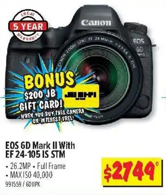 JB Hi-Fi CANON EOS 6D Mark II With EF 24-105 IS STM offer