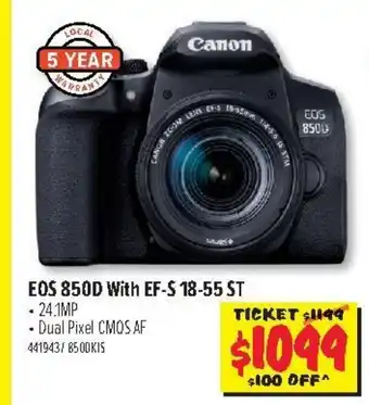 JB Hi-Fi CANON EOS 850D With EF-S 18-55 ST offer