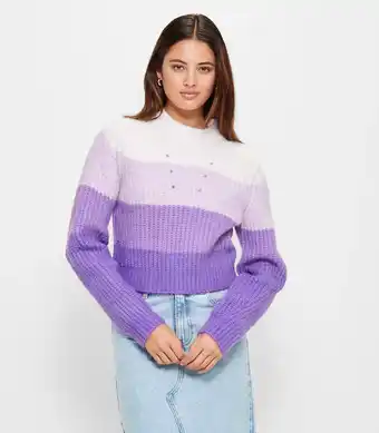 Fluffy Stripe Slouch Knit Jumper - Lily Loves - Purple