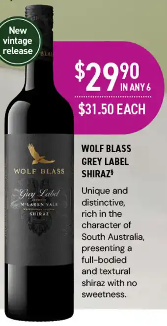 Dan Murphy's WOLF BLASS GREY LABEL SHIRAZ$ offer