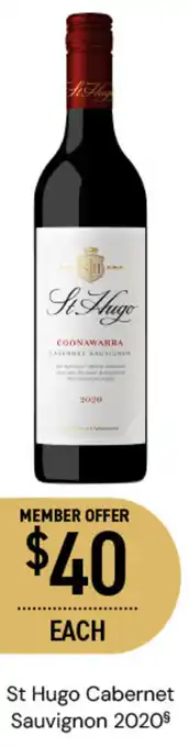 Dan Murphy's St Hugo Cabernet Sauvignon 2020$ offer