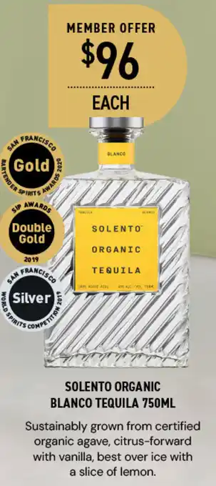 Dan Murphy's SOLENTO ORGANIC BLANCO TEQUILA 750ML offer