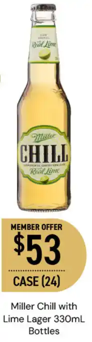 Dan Murphy's Miller Chill with Lime Lager 330mL Bottles offer