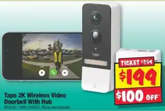 JB Hi-Fi Tapo 2K Wireless Video Doorbell With Hub offer